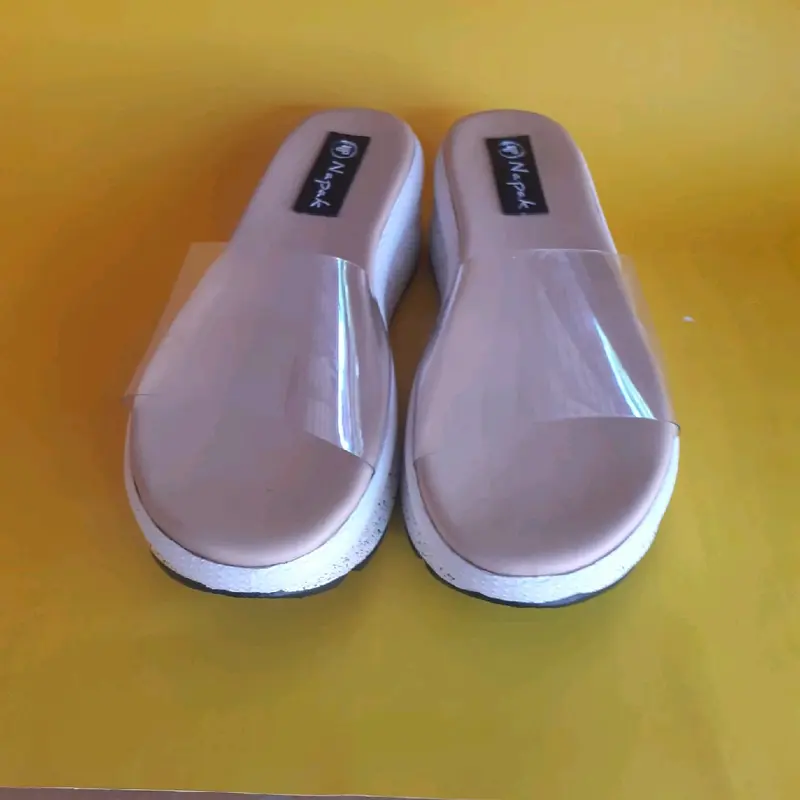 Sendal Wedges Transparan Wanita Elegant - Model Terbaru - Cewek Sandal flat shoes 3