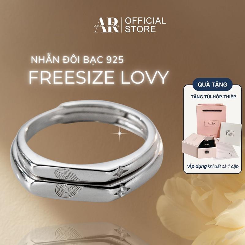Nhẫn đôi bạc 925 nam nữ nhẫn cặp Lovy-Aura Silver-ND14