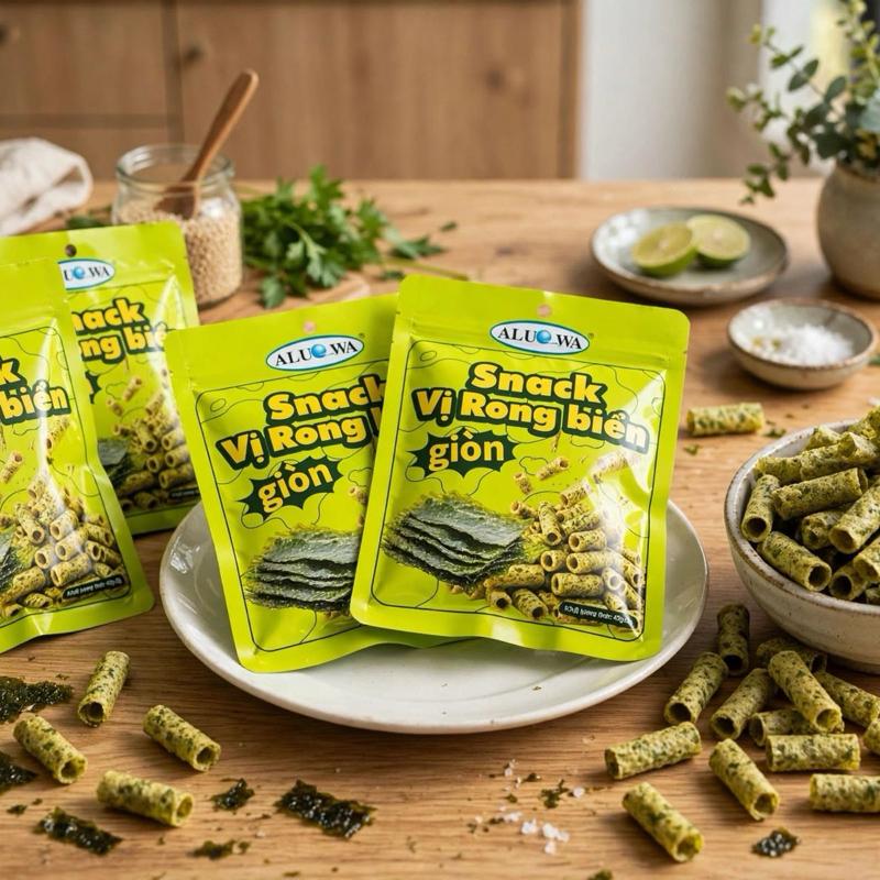 ALUWA Snack Vị Rong Biển Gion - Món Ăn Vặt Ngon Mềm Mại Với Vị Rong Biển Đặc Biệt com bo 5 gói