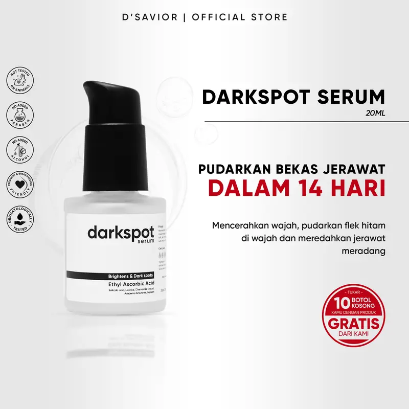 D'SAVIOR Darkspot Serum Ethyl Ascorbic Acid 20ml | Serum Wajah untuk Flek Hitam dan Bekas Jerawat 0