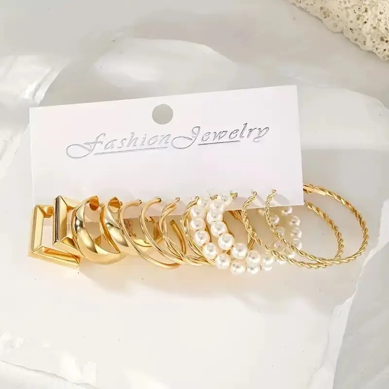 12 Pasang Anting Set Style Tusuk Model Mutiara Bulat Gaya Korea untuk Wanita Fashion Aksesoris