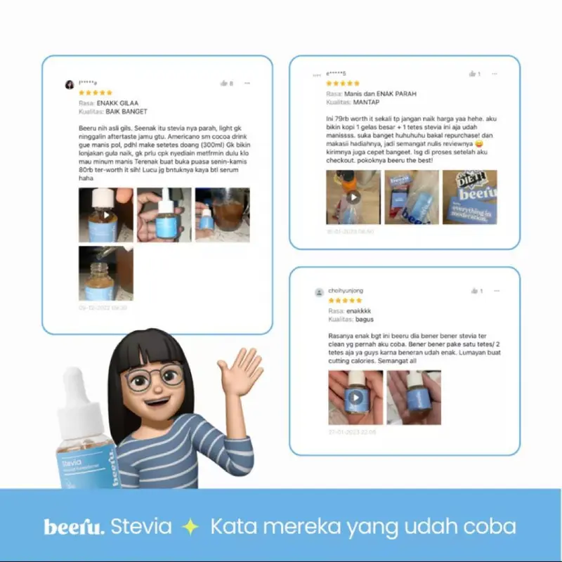 Beeru stevia sweetener 5ml 15ml - gula stevia tetes - pemanis alami pengganti gula 0 kalori 3