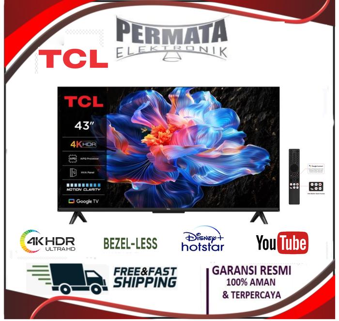 Gambar TCL 43P6K / P6K QLED 4K UHD Smart Google TV 43 Inch - HVA PANEL SCREEN - Dolby AUDIO - Metallic Bezel-less dari Permata Electronik_NEW Kota Administrasi Jakarta Pusat Tokopedia