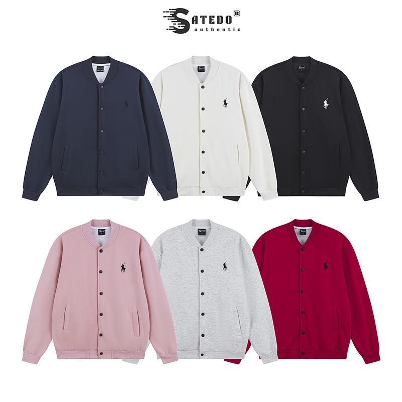 DEAL MỞ BÁN Áo Khoác Hoodie cổ Bomber SATEDO Unisex chất liệu vải Nỉ Hai Da cao cấp dày dặn cúc bấm tiện lợi với hình thêu ngựa nổi bật mã SP:AN63