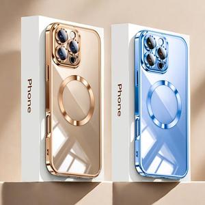 磁気式ワイヤレス充電対応スマホケース、レンズ保護付き、耐衝撃スマホ保護カバー、iPhone 16 15 14 13 12 11 Pro Max対応アクセサリー