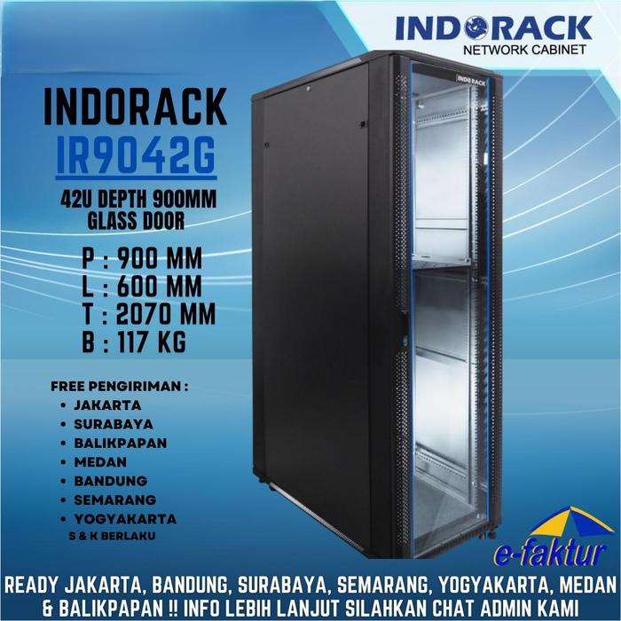Jual INDORACK CLOSE RACK 42U DEPTH 900MM GLASS DOOR - IR9042G RACK ...