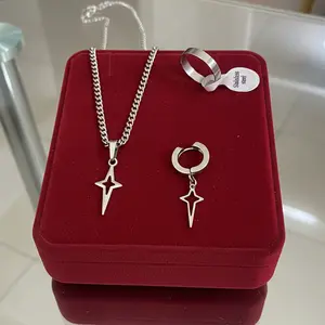 PROMO Kalung Cincin Anting Jepit Bahan Titanium Desain Keren Tahan Lama Cocok Untuk Berbagai Gaya