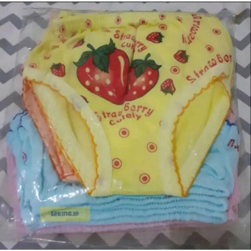 12 Pcs / 1 Lusin /Lusinan Obral Celana Dalam anak motif strawbery warna Stabilo Anak Perempuan 3-8th Fashion Cewek 4