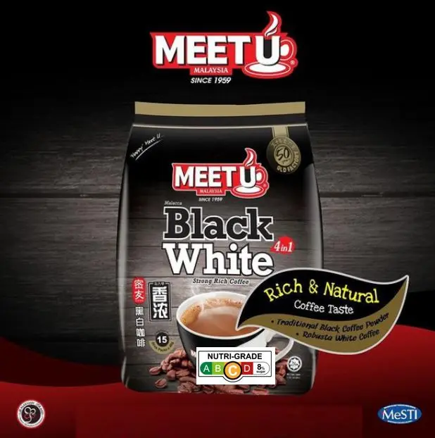 Black White Coffee Meet U 4 in 1 15s X 40g white coffee sin sing Beverage