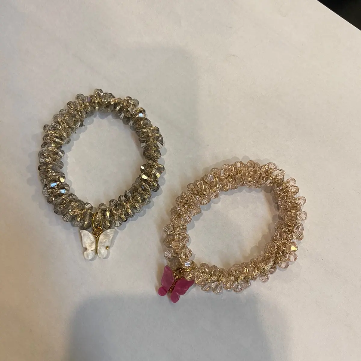 Gelang aksen kristal mutiara motif kupu kupu