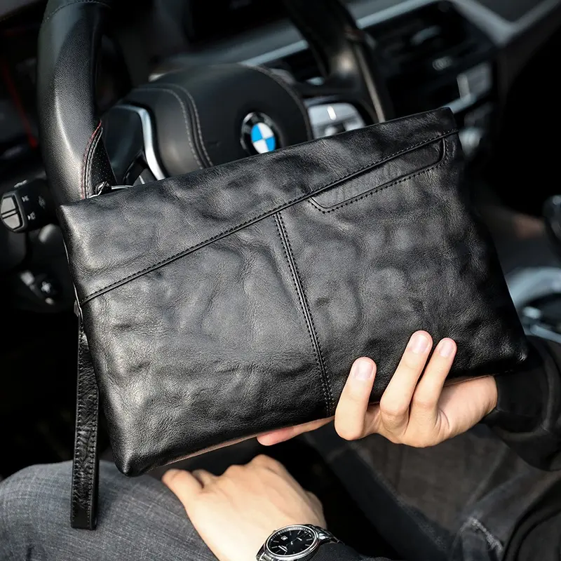 2025 Day Clutches Men Long Hand Bag Genuine Leather Male Envelope Bag Wallet Cowhide Cattlehide Clutch High Quality