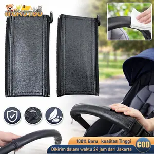 2pcs Sarung Tangan Stroller Cover Pegangan Stroller Kulit PU Tahan Air Pelindung Pegangan Stroller Bayi