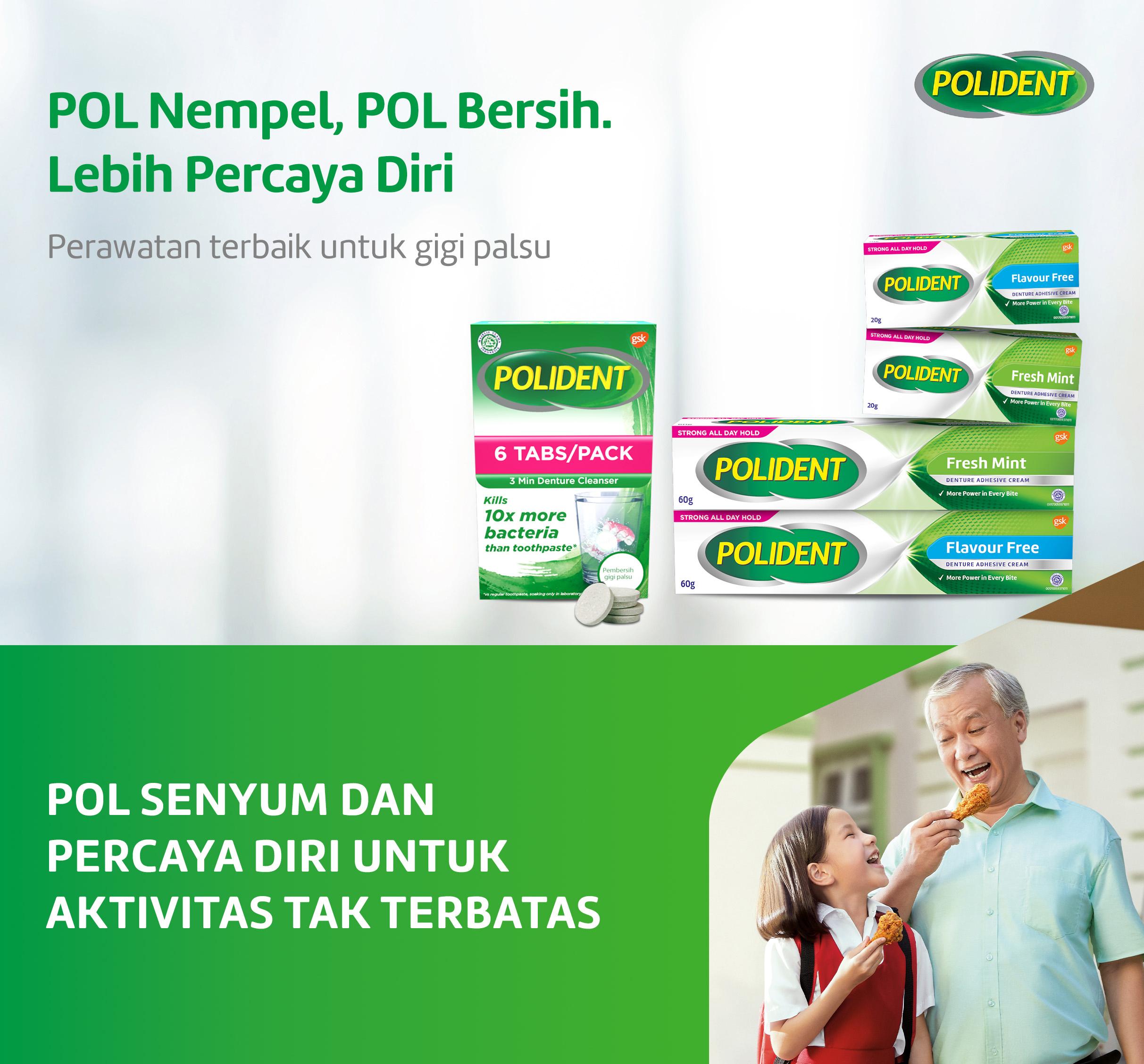 Polident Perekat Gigi Palsu Fresh Mint 2x20gr - TWINPACK