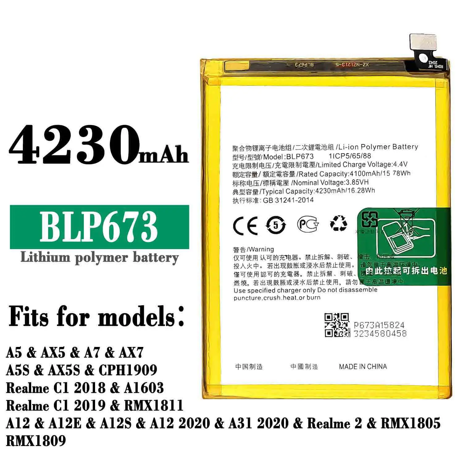 Baterai Batre OPP 3S A5S A7 C1 A12 2020 A31 2020 BLP673 BLP-673 Battery Original