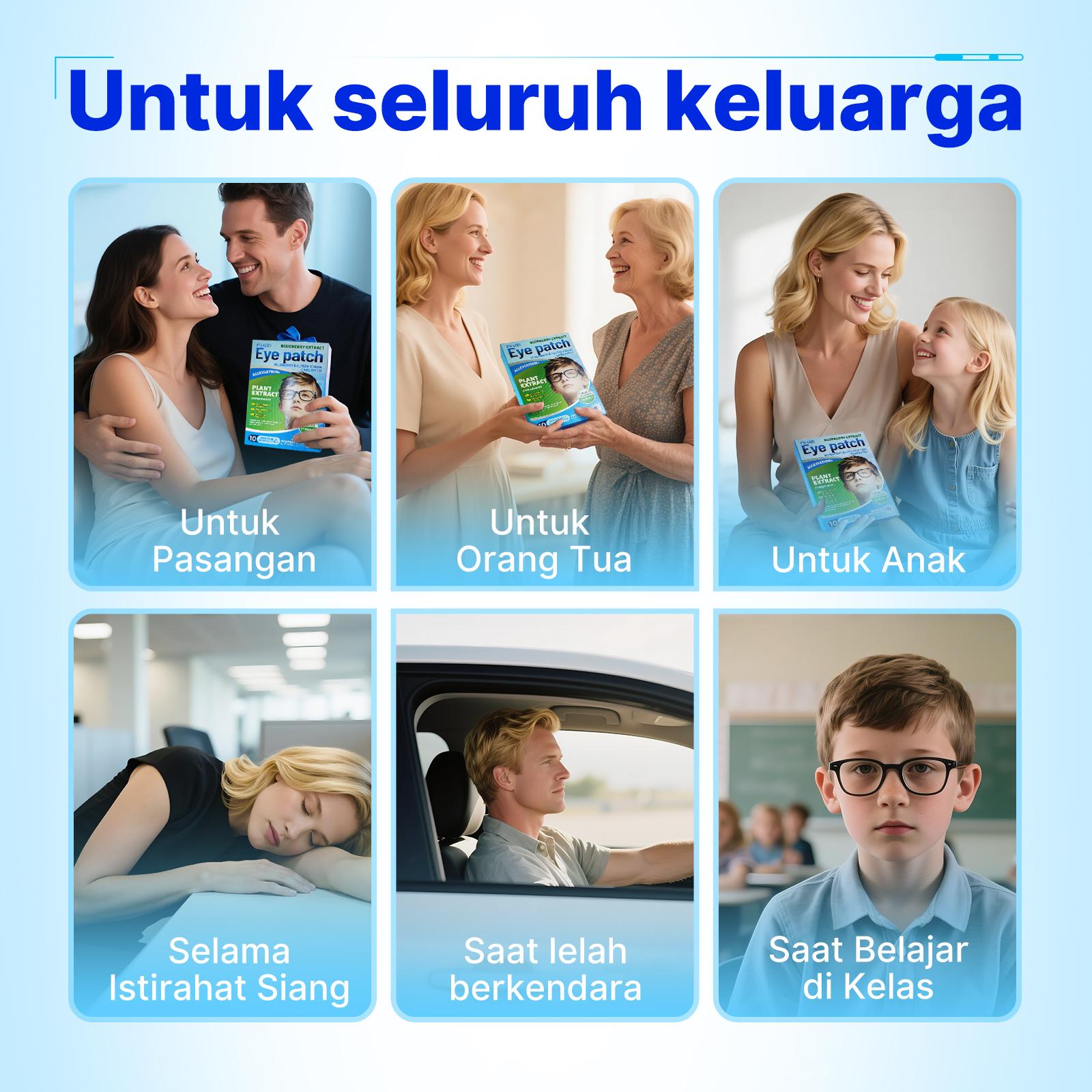 Blueberry Eye Patches - Blueberry Lutein Anti-Fatigue Eye Patches, dibuat dengan ekstrak herbal alami- 5 Patch Per Kemasan