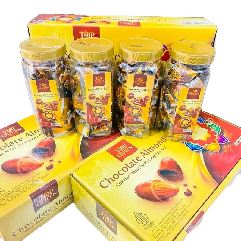 Satu toples chocolate Almon TOP QUEEN isi 40 pcs promo murah banget COKLAT ALMON TOP QUEEN/ CEMILAN COKLAT ALMON ENAK MURAH 1 toples murah