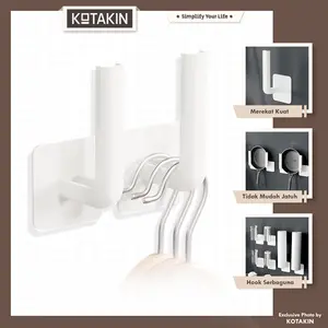 Gantungan Topi Tempel Tisu Gulung Tempat Tutup Panci Talenan Gagang Panjang Serbaguna