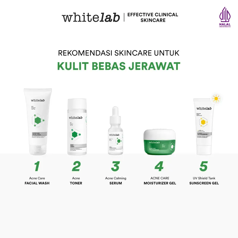 [SPECIAL RACUNINSKINCARE] WHITELAB ACNE CARE MOISTURIZER GEL - PELEMBAP KULIT WAJAH UNTUK MENENANGKAN DAN MEREDAKAN JERAWAT PAGI MALAM DENGAN BHA, MUGWORT & TEA TREE [BPOM] Berjerawat Treatment 5