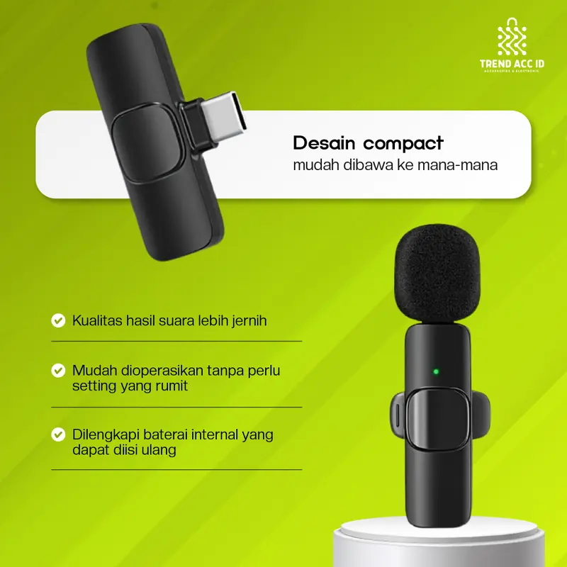 Mikrofon Wireless K9 Portable Dual | 2 Mic Clip-on Vlog | Suara Jernih Microphone Plastik 3
