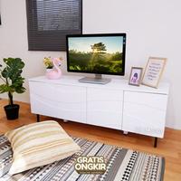 Gambar Melody Furniture - Meja Rak TV Modern Minimalis Estetik Yoffy TV Stand 150 cm White Glossy dari Melody Furniture Kab. Malang 1 Tokopedia