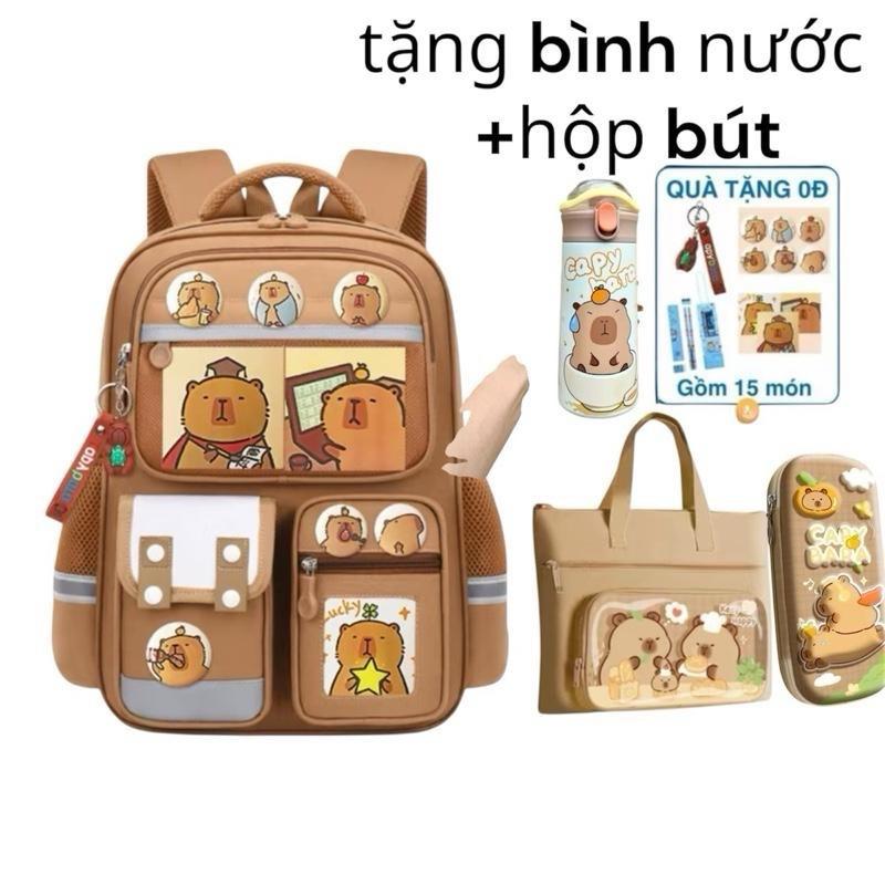 Balo Chống Gù+ Túi Học Thêm Cho Bé Trai Gái Học Sinh Cấp 12 Phản Quang Backpack Đeo Vai Mầm Non Mẫu Giáo Đi Học tặng kèm phụ kiện + bình nước