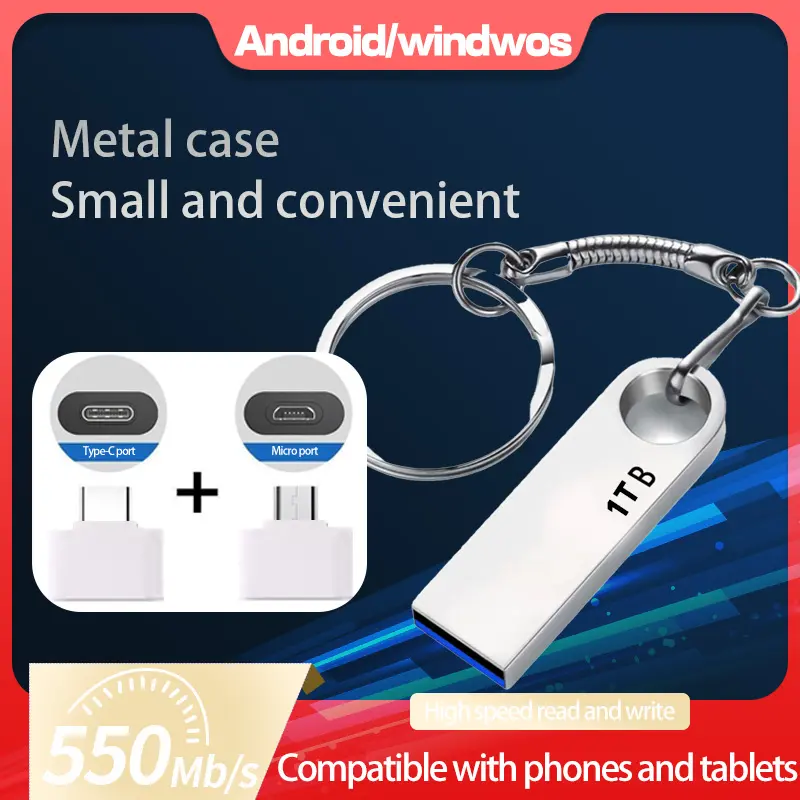 Ổ đĩa USB mini, Dung lượng tốc độ cao và lớn (1TB), với khắc trên ô tô, Thích hợp cho điện thoại di động và máy tính, 128GB, 256GB, Sử dụng văn phòng, Thông Dụng 0