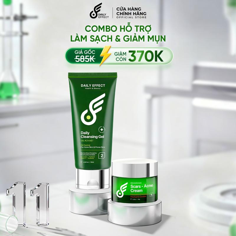 Combo Sữa Rửa Mặt + Kem Chấm Mụn - DAILY EFFECT 120g + 10g