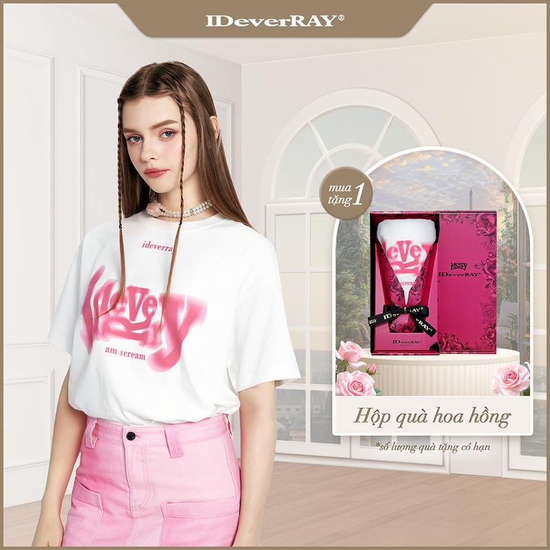 [HỘP HOA HỒNG] Áo thun IDeverRAY x Hoa Hậu Tiểu Vy unisex nam nữ cao cấp thời trang chính hãng quà tặng cho người yêu thương [HEARTBEAT - Rung động] Signature form oversize chất liệu vải cotton 260gsm