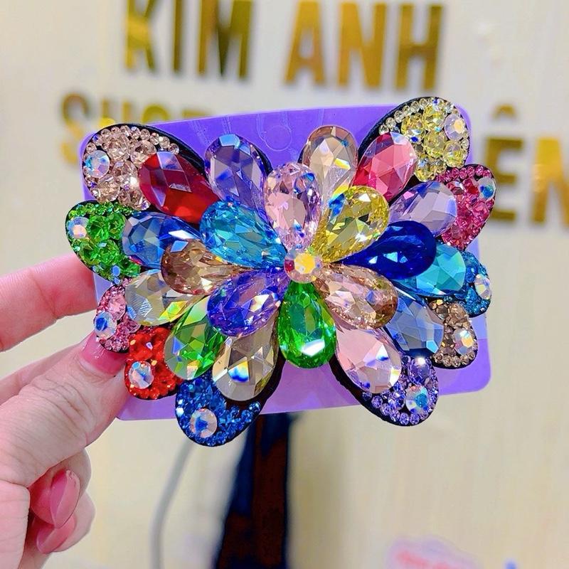  Kẹp Tóc Cao Cấp Đá Ý Bản Đại Pha Lê Kết Hợp Đá Nón Sang Trọng Phụ Kiện Tóc Cao Cấp 