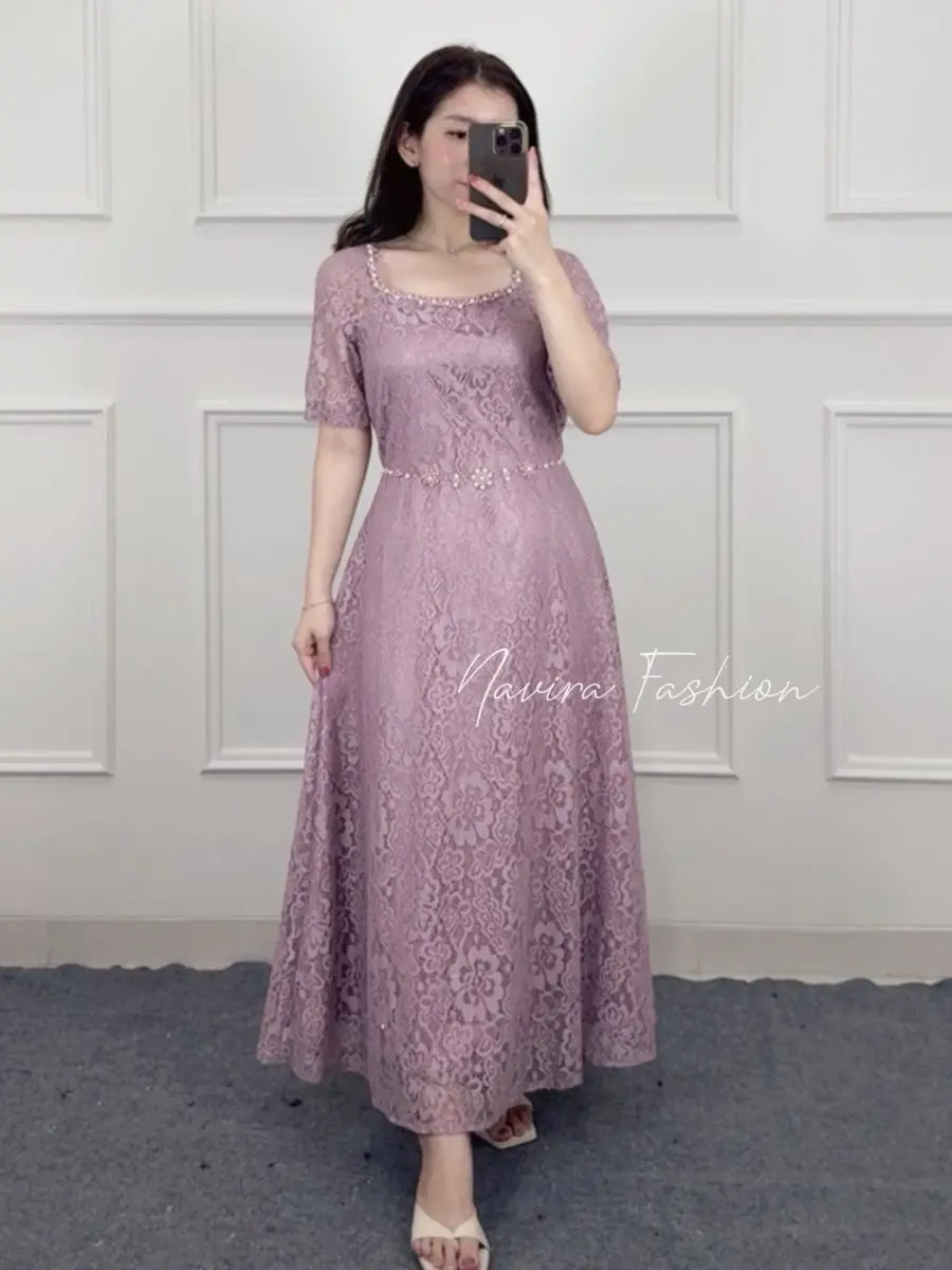 Navira - Caren Dress New Motif - Dress Brokat - Dress Pesta - Dress Kondangan - Long Dress