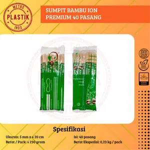 Sumpit Bambu + Tusuk Gigi Ion Steril - Sumpit Higienis Eceran - Sumpit Ion Premium Isi 40pasang Food Grade