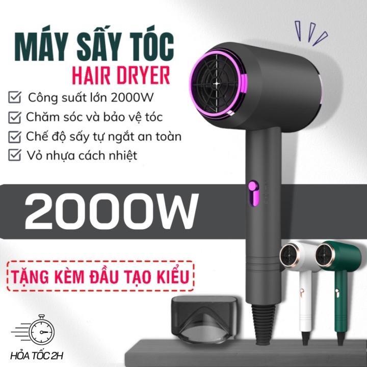    DEAL MỞ BÁN  Máy Sấy Tóc 2000W 3 Chế Độ Sấy Nóng Lạnh Công Suất Lớn Tạo Kiểu Chăm Sóc Tóc Chuẩn Salon Kèm Đầu Tạo Kiểu Mỏ Vịt 