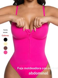 Body moldeador sin costuras para mujer, diseño con cremallera frontal, control de abdomen estilo tanga, apto para todas las estaciones, ajuste cómodo