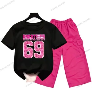 Baju GREAT 69 Setelan Anak Perempuan Usia 5-12 Tahun Kaos dan Celana Cargo Fanta Fashion