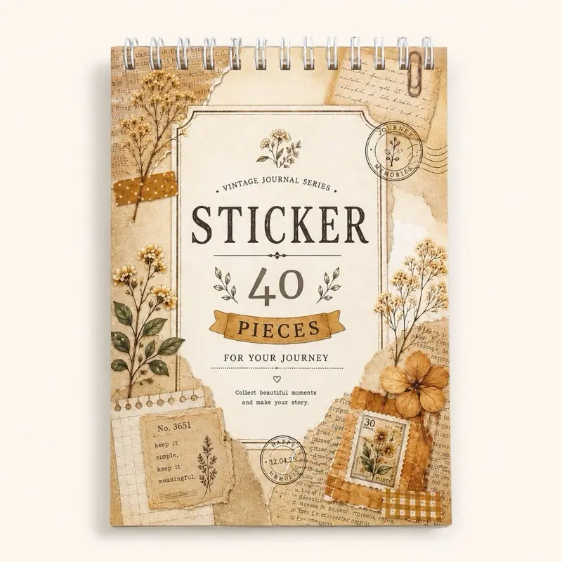 Stiker book Vintage ukuran A6 40 lembar | Buku Stiker jilid 42 lembar