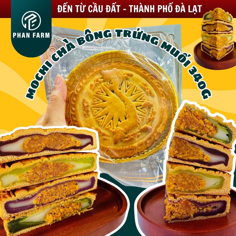  Bánh Mochi Chà Bông Trứng Muối Phan Farm 340G B - Ít Ngọt Mooncake 