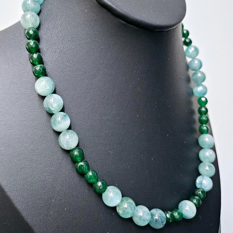 Necklet 88 - Green Kyanite & Green Agate Crystal Necklace For Men & Women, Fashion Accessory 0