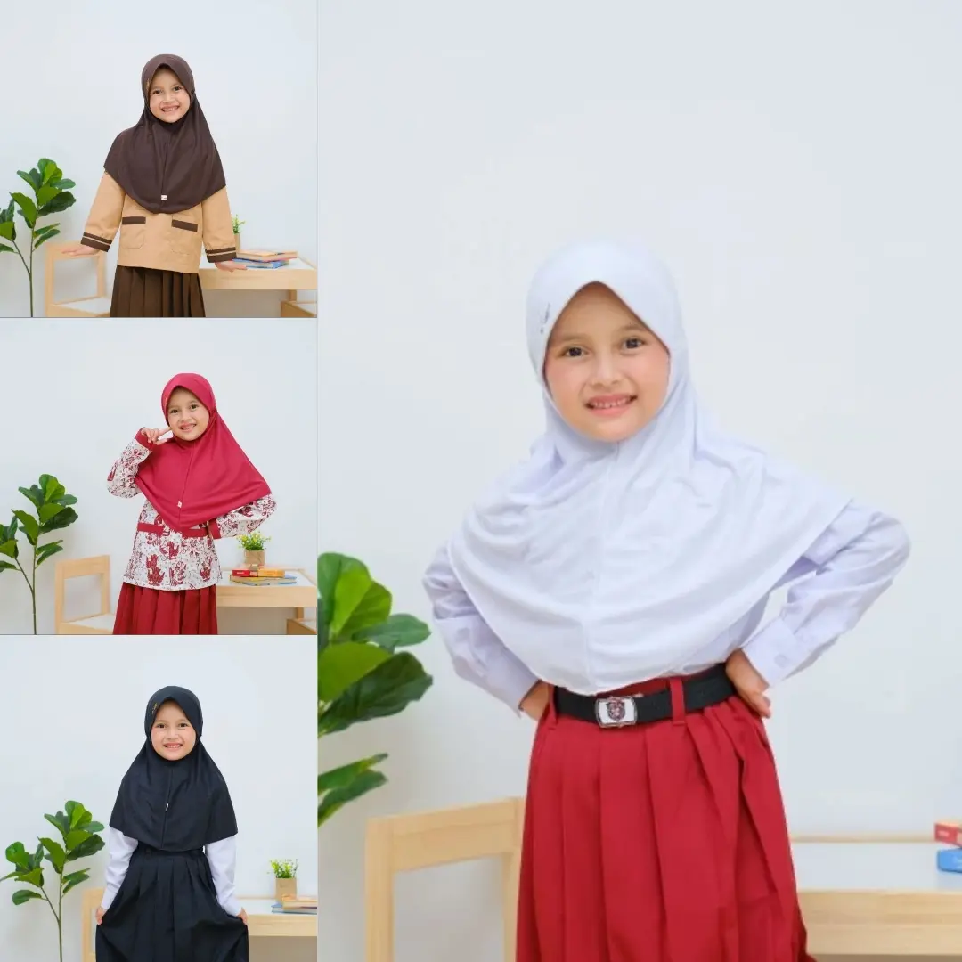 Jilbab Sekolah Instan Serut // Kerudung Innova LX Muslim Robani Kawe