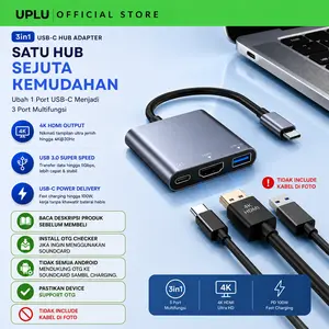 UPLU Converter Hub Adapter 3in1 USB Type C 3.1 to USB 3.0 4K 30Hz HDMI PD 100W Fast Charging