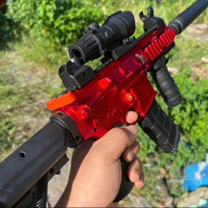 Đồ chơi lắp ráp nhiều chi tiết HK416 65cm màu xanh đỏ- Trò chơi chơi giải toả stress cho bé Toy