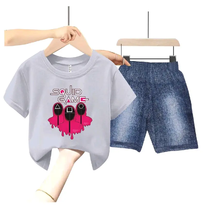 SETELAN ANAK SQUID GAME COWOK SABLON DIGITAL CELANA SEMI JEANS // NEW 8
