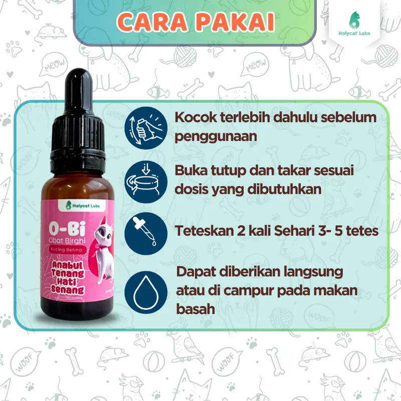 O-BI Premium Obat Penurun Birahi Kucing Herbal isi 20ml - Obat Royal Care Anti Birahi Kucing Alami 3