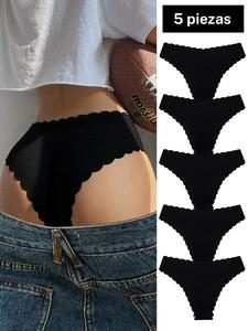 Conjunto de ropa interior sin costuras para mujer, estilo liso suave, transpirable y de secado rápido, bragas cómodas para todas las estaciones, paquete de 5 piezas