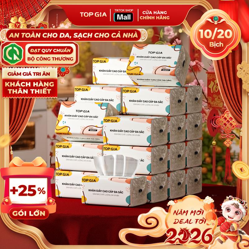 RẺ SẬP SÀN Thùng GIẤY ĂN ĐỂ BÀN 10 20 Gói Giấy Ăn Topgia Đa Sắc Giấy Ăn Cao Cấp Dập Vân 4D 4 Lớp Dai Mềm Mịn Khăn Giấy Vệ Sinh Khăn Giấy Gia Đình Đa Năng. ĐẠT QUY CHUẨN CỦA BỘ CÔNG THƯƠNG. VH1 #giayan #giayrut #topgia