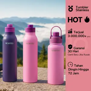 【Ease go】ecentio Botol Minum Outdoor 800ML & 1000ML | Tumbler Stainless Warna Senja Pink & Ungu | Anti Bocor | Tahan Panas Dingin 72 Jam | Cocok untuk Hiking & Traveling