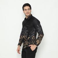 Gambar LUIGI RICCIO Kemeja Batik Pria Modern Regular Black Leaf Series Couple Acara Kantor Kuliah Semi Formal New Arrival - BATIK PRIA PANJANG , M dari Postillo Kota Administrasi Jakarta Utara 2 Tokopedia