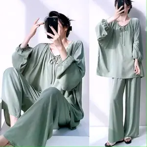 Piyama Wanita BAJUTIDURKU Rayon Premium Grade SSS Celana Panjang Lengan Panjang Bahan Adem Jatuh dan Menyerap Keringat
