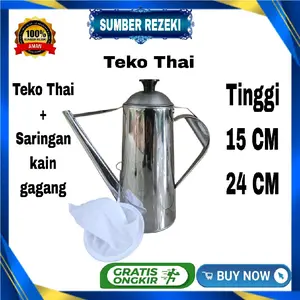 Teko Thai Tea 15 cm 1 Liter dan 24cm  2 Liter Bonus Saringan Kain gagang teko teh/kopi Terbaik dan berkualitas