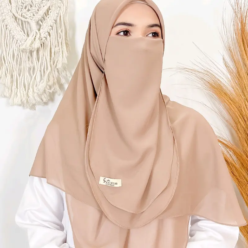 Niqob Cadar Tali Ceruty Babydoll 2Layer Wachijab/Cadar Wanita Muslimah Kerudung 1