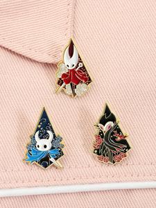 Set de 3 piezas de Broches de aleación con diseño de Hollow Knight en esmalte, incluye al Knight, Hornet y Rose, Decoración de fantasía, Insignias para mochila y solapa, Accesorios de bisutería de moda, Regalos para amigos